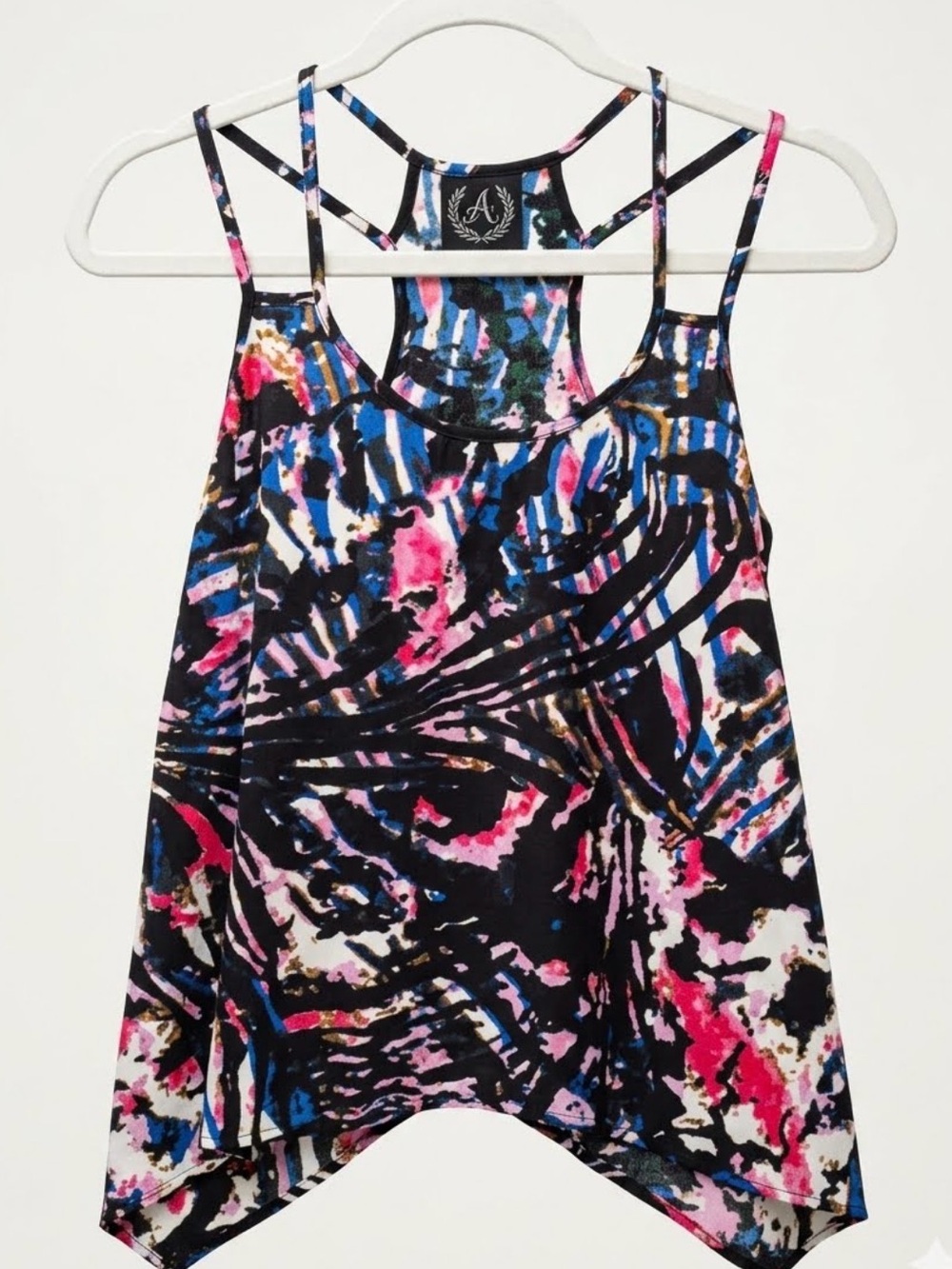 Angie Abstract Print Strappy Women’s Tank Top - Black Multi
